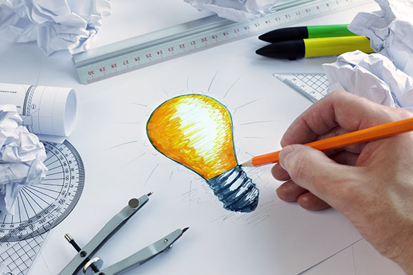 Light bulb demonstrating an idea