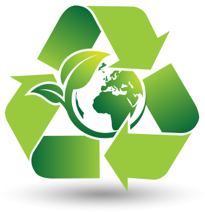 Recycling logo with globe